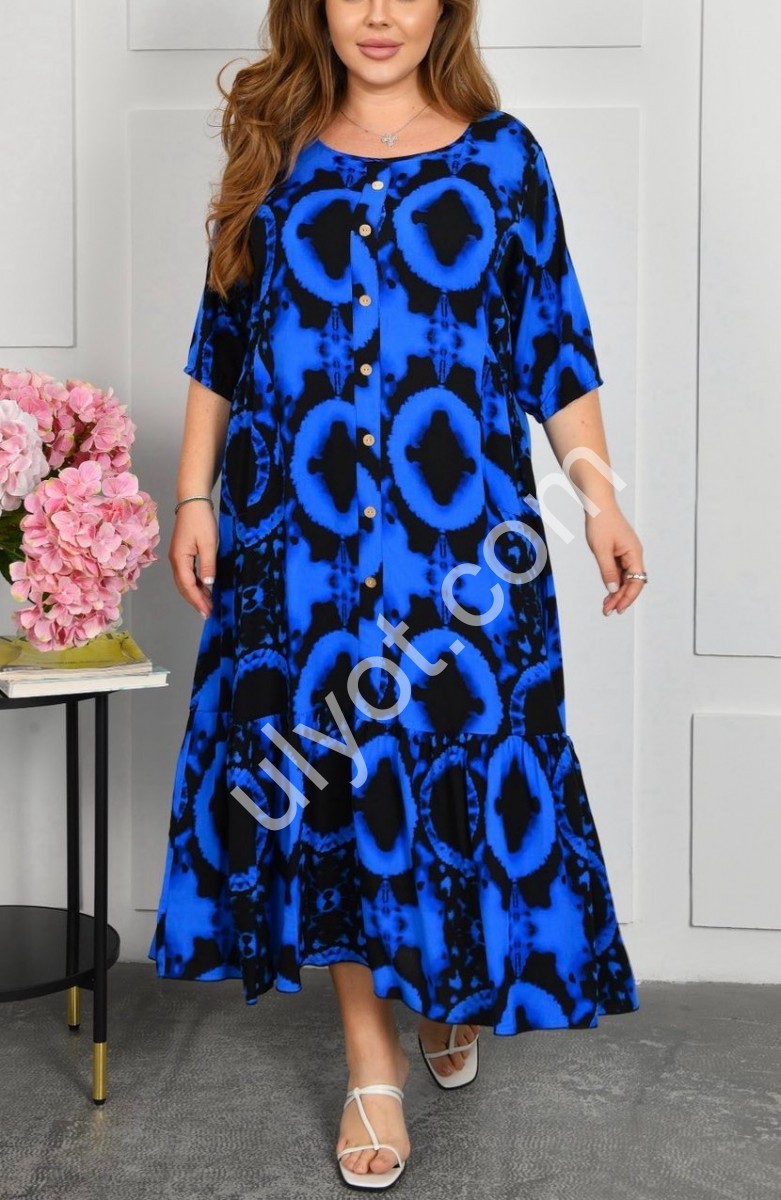 ПЛАТЬЕ (58-62) СИНИЙ+ЧЕРНЫЙ A3-2