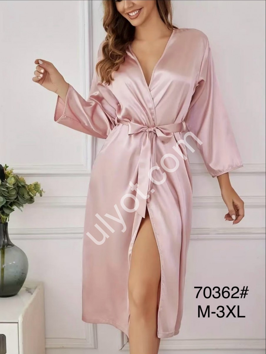 ХАЛАТ (M-3XL) СВ.РОЗОВЫЙ 70362