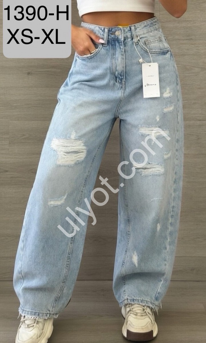 ДЖИНСЫ M.SARA (XS-XL) ГОЛУБОЙ 1390-H