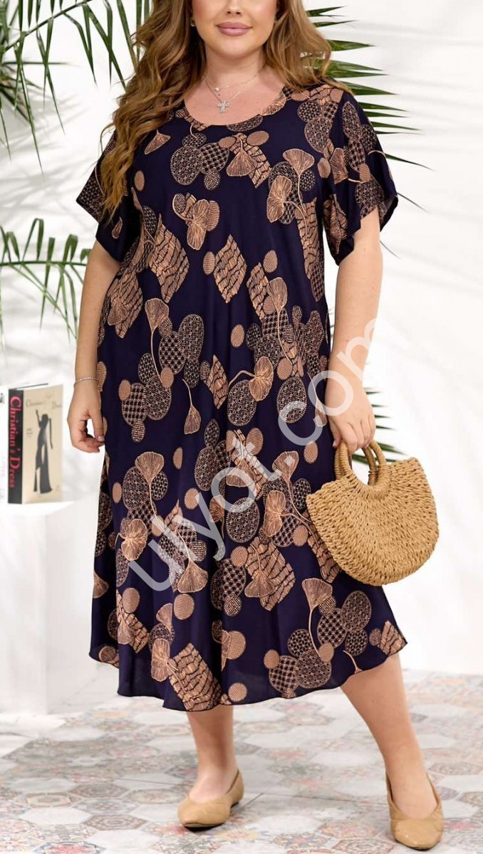 ПЛАТЬЕ (3XL-6XL) ЧЕРНЫЙ+КОРИЧНЕВЫЙ 888