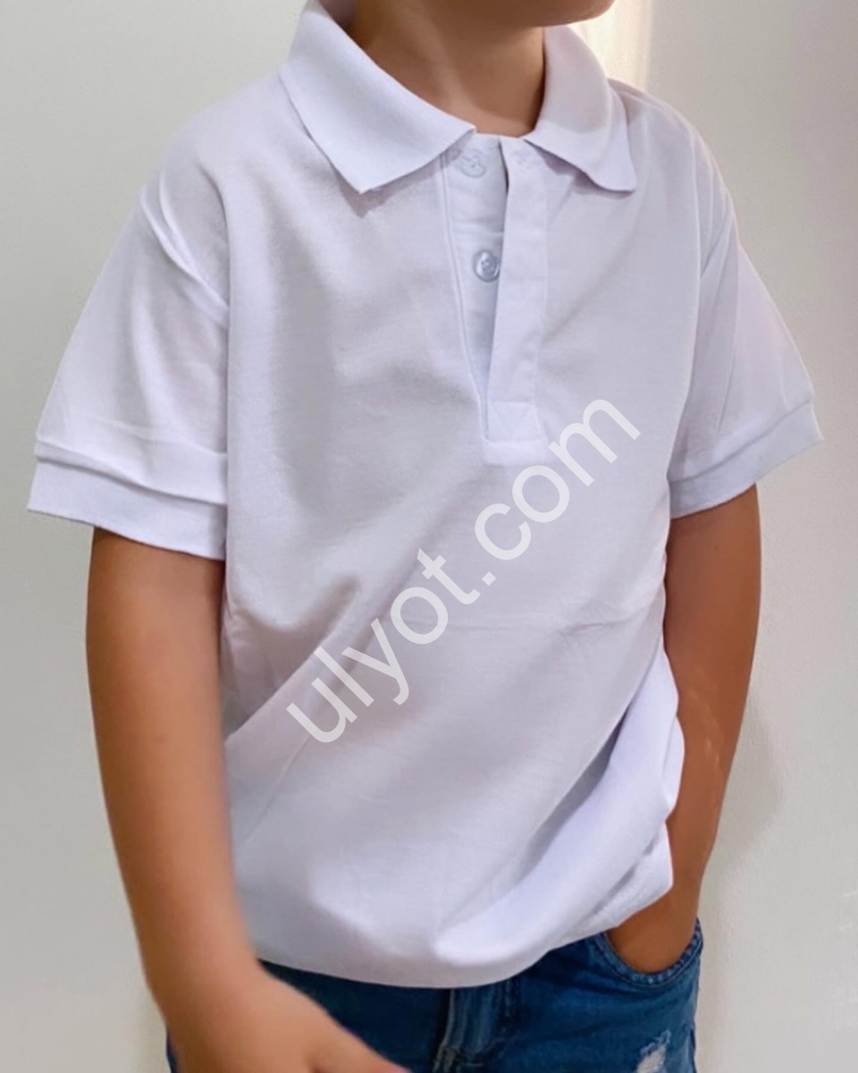 ПОЛО (7-11 ЛЕТ) БЕЛЫЙ+ЧЕРНАЯ ПОЛОСА 