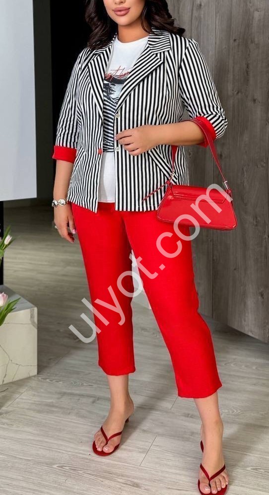 КОСТЮМ ТРІЙКА (48-58) ЧЕРВОНИЙ 0338