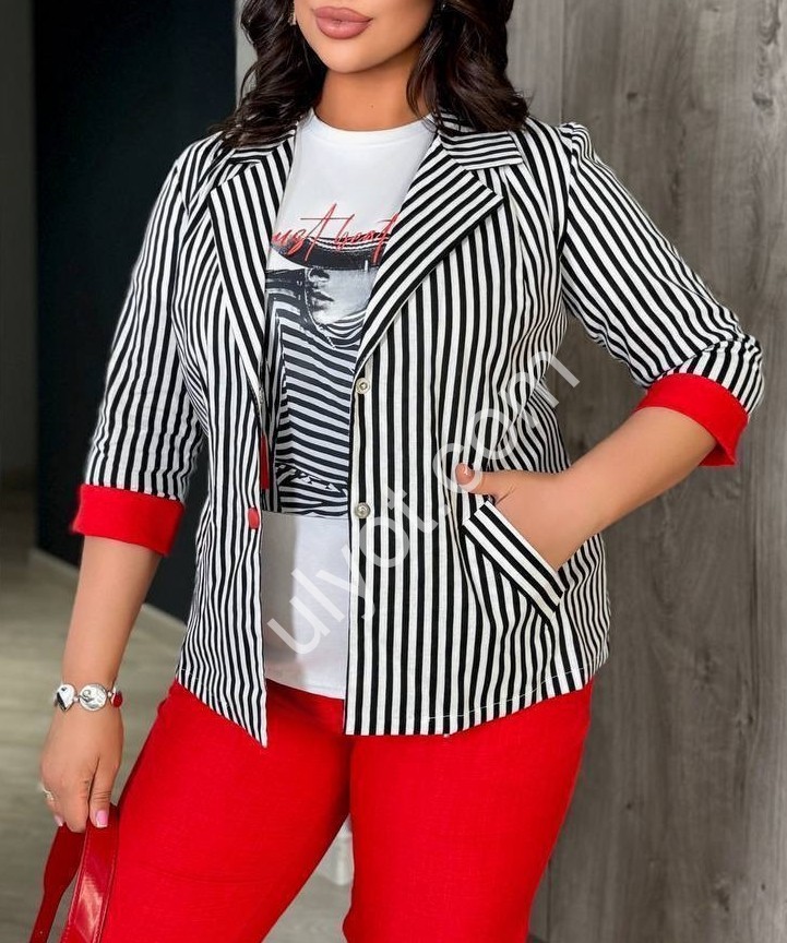 Фото 2 КОСТЮМ ТРІЙКА (48-58) ЧЕРВОНИЙ 0338