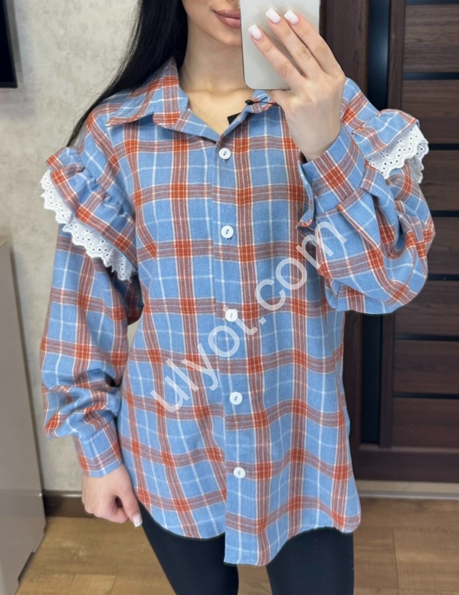 СОРОЧКА (42-52) СИНІЙ+КОРИЧНЕВИЙ 10