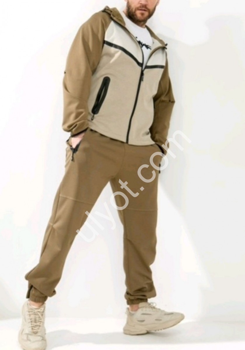 СПОРТ.КОСТЮМ (M-3XL) МАНЖЕТ БЕЖ 