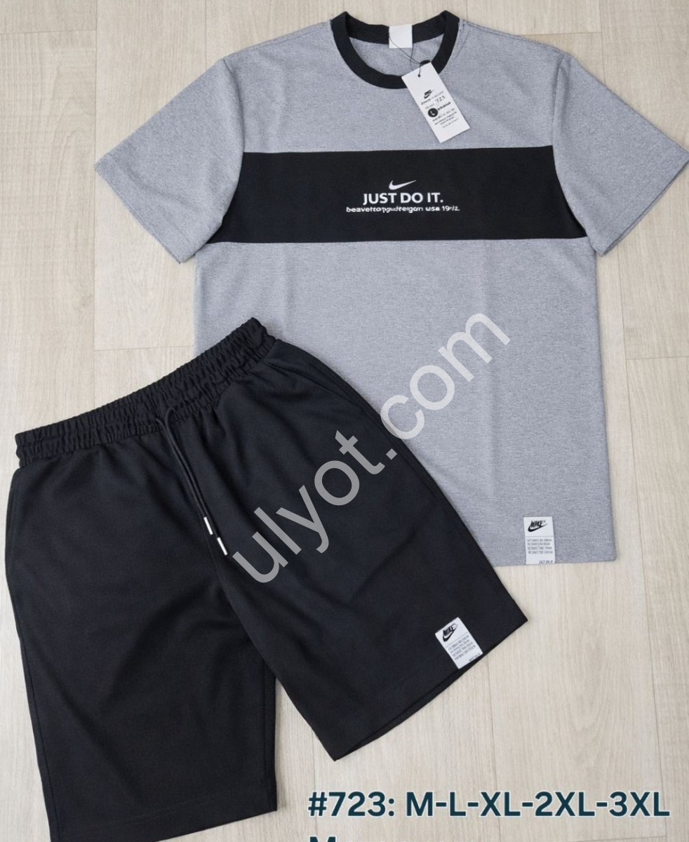 СПОРТ. КОСТЮМ N02 (M-3XL) СВ.СЕРЫЙ+ЧЕРНЫЙ 723