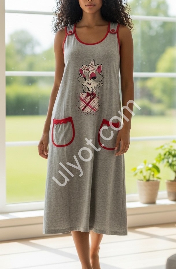 НОЧНУШКА (XL-5XL) СЕРЫЙ D18