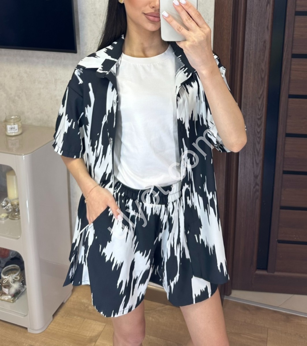 КОСТЮМ (42-48) ЧЕРНЫЙ+БЕЛЫЙ 
