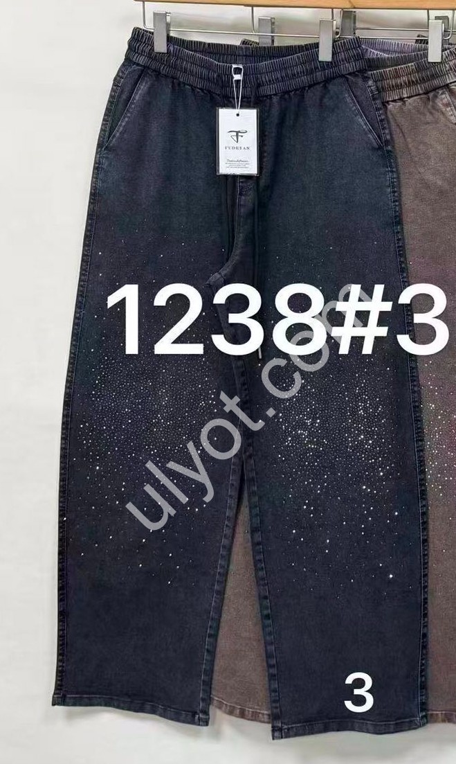 ШТАНЫ (31-36) СТРАЗЫ СВ.СЕРЫЙ 1238-7