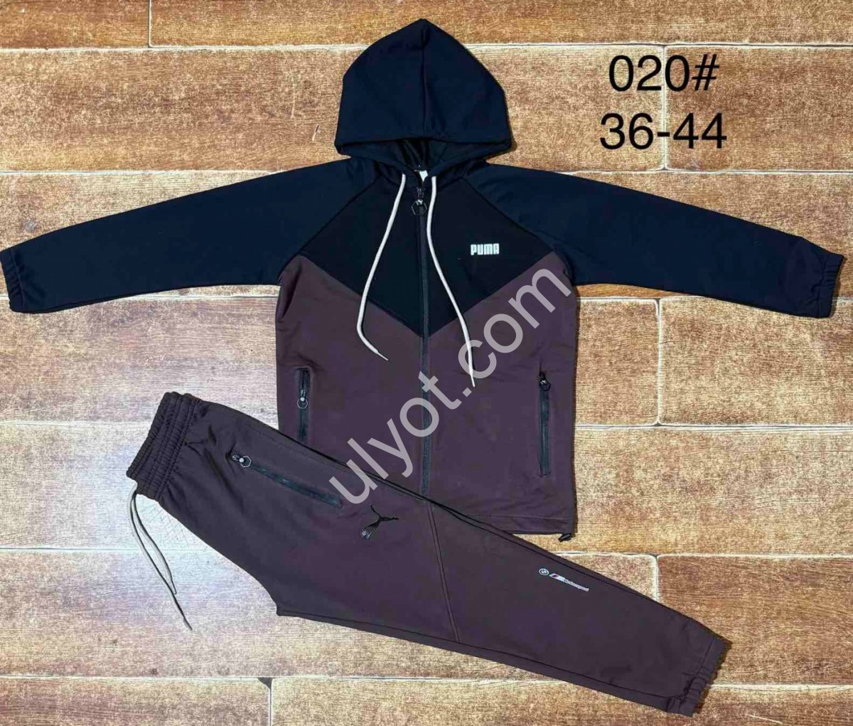 КОСТЮМ P15 (36-44) ПРЯМИЙ ШОКОЛАД+ЧОРНИЙ 020