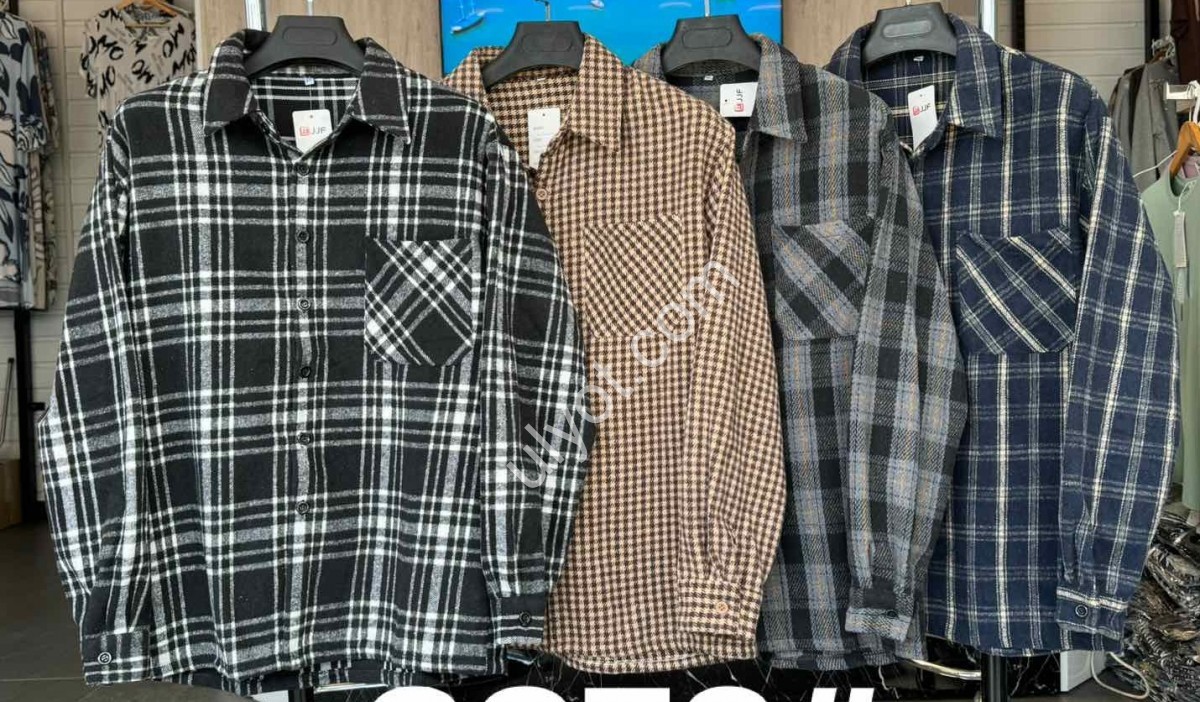РУБАШКА (XL-4XL) СЕРЫЙ+ЧЕРНЫЙ 8873