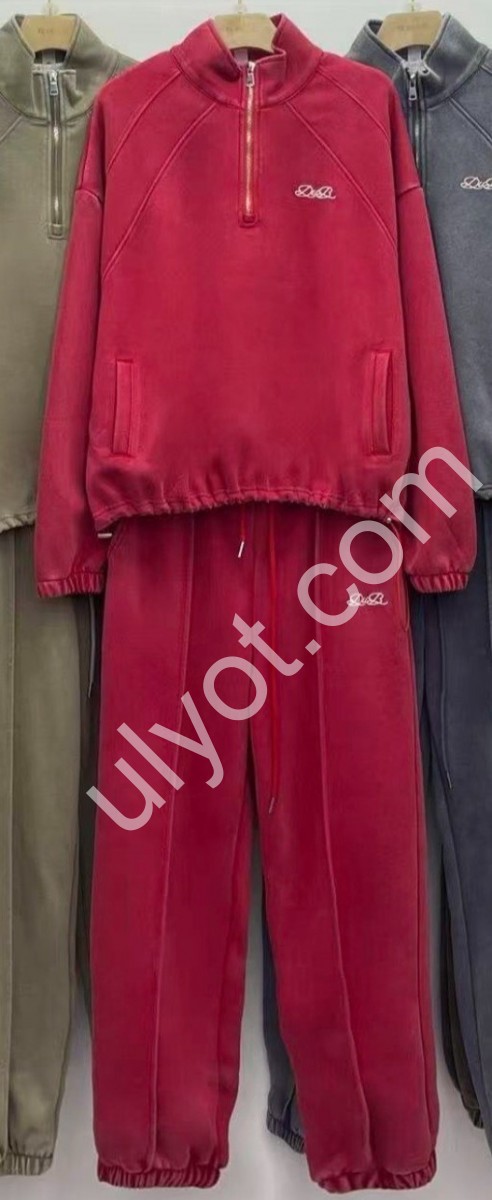 КОСТЮМ (M-XL) МАНЖЕТ ЧЕРВОНИЙ BT89223