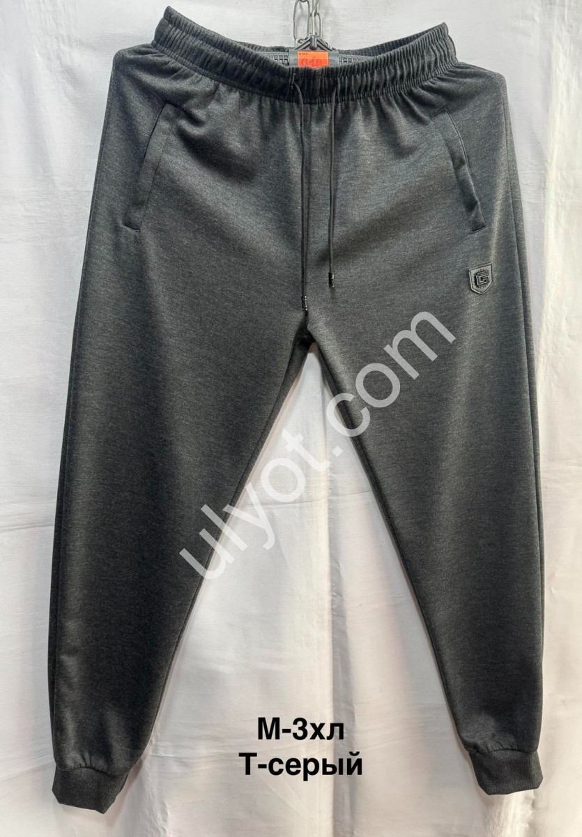 СПОРТ.ШТАНЫ (M-3XL) МАНЖЕТ Т.СЕРЫЙ 2871