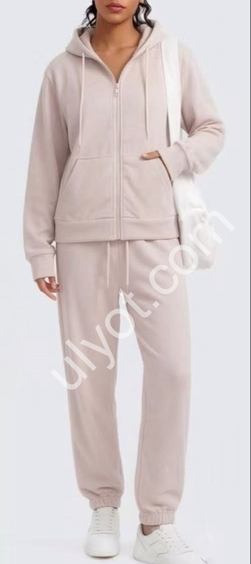 СПОРТ.КОСТЮМ (S-2XL) МАНЖЕТ МОЛОЧНЫЙ 2093
