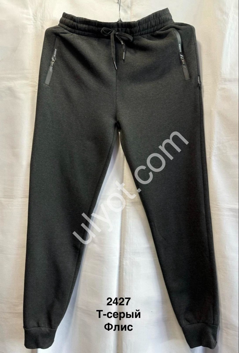 СПОРТ.ШТАНИ (XL-5XL) ФЛІС МАНЖЕТ Т.СІРИЙ 2427