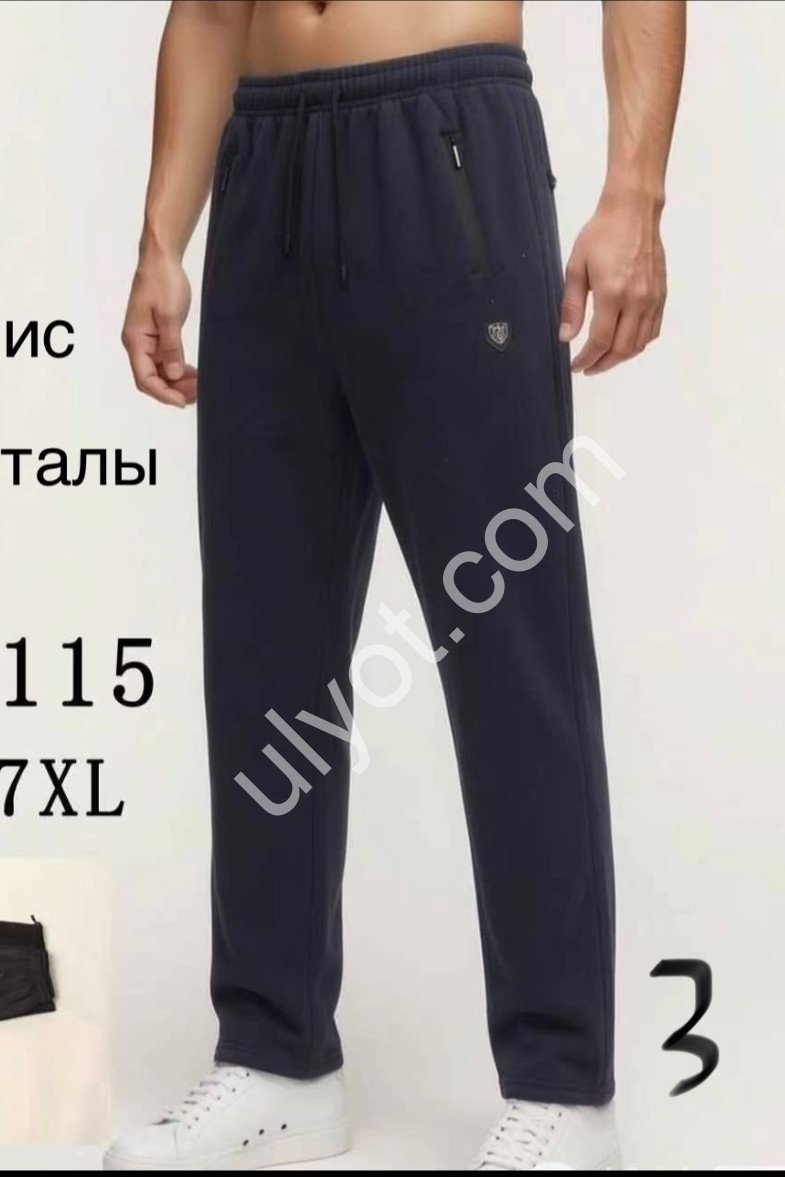 СПОРТ.ШТАНЫ (3XL-7XL) ФЛИС ПРЯМОЙ ЧЕРНЫЙ 3115