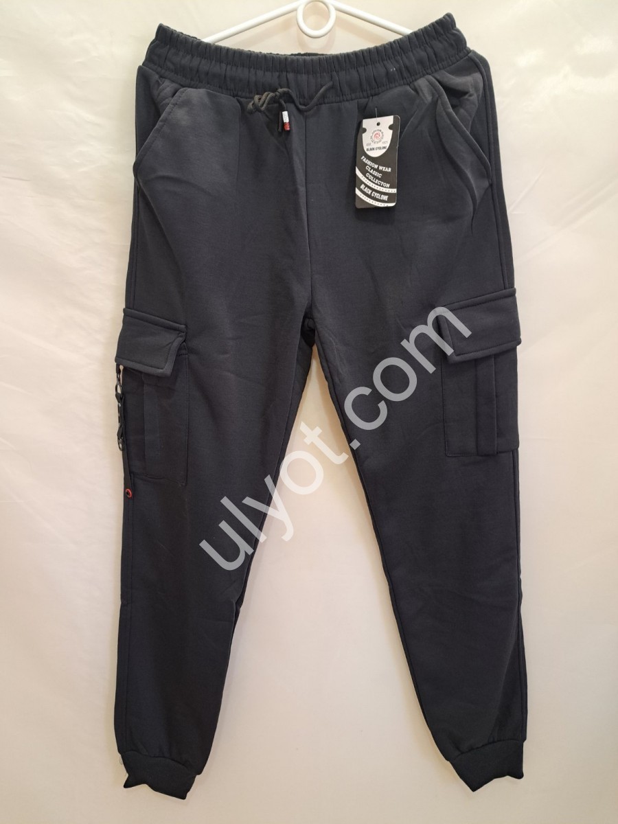 СПОРТ.ШТАНИ (M-3XL) ФЛІС МАНЖЕТ Т.СИНІЙ 6076