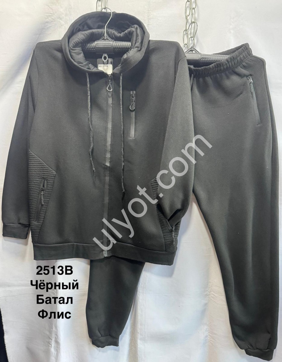 СПОРТ.КОСТЮМ (3XL-7XL) ФЛІС МАНЖЕТ ЧОРНИЙ 2513В