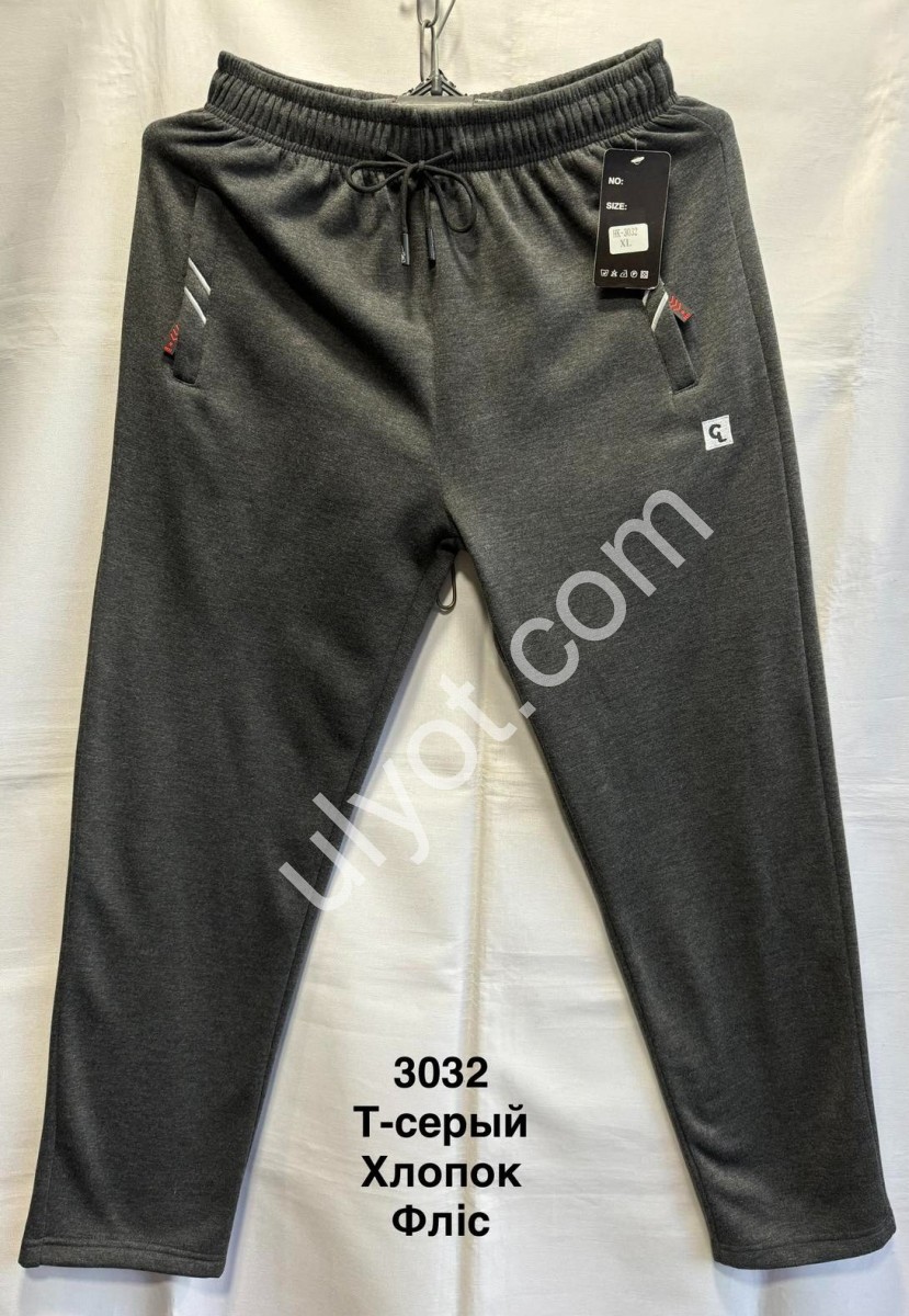 СПОРТ. ШТАНИ (M-3XL) ФЛІС ПРЯМИЙ Т.СІРИЙ 3032