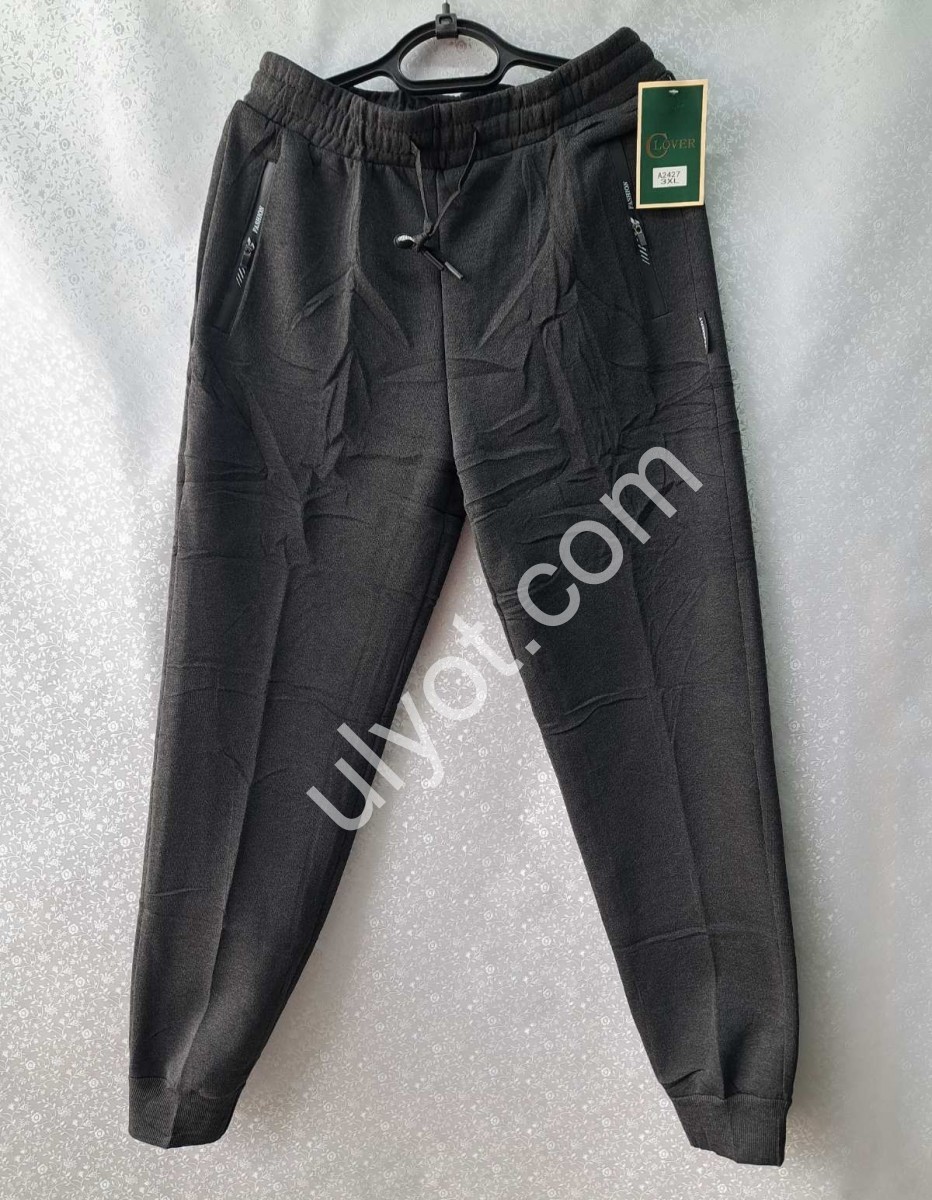 СПОРТ.ШТАНЫ (XL-5XL) ФЛИС МАНЖЕТ Т.СЕРЫЙ 2427