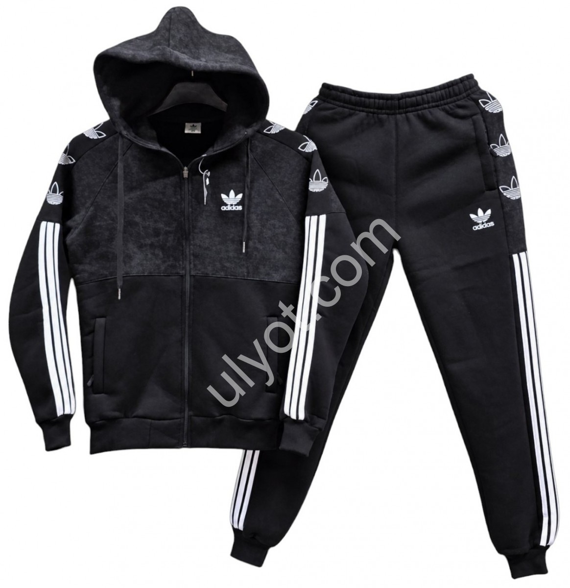 СПОРТ.КОСТЮМ A01 (42-50) ФЛИС МАНЖЕТ ЧЕРНЫЙ+ГРАФИТ 