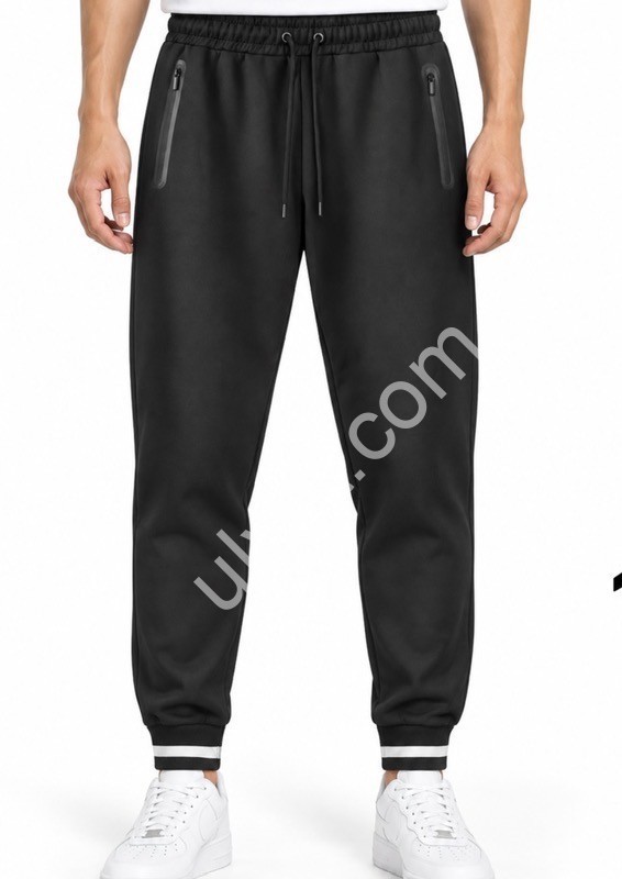 СПОРТ.ШТАНЫ (M-3XL) ФЛИС МАНЖЕТ ЧЕРНЫЙ 288