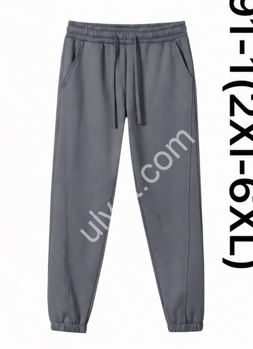 СПОРТ.ШТАНЫ (2XL-6XL) ФЛИС МАНЖЕТ СЕРЫЙ 291