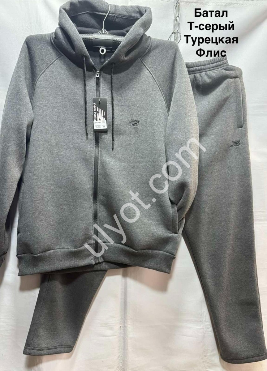 СПОРТ.КОСТЮМ NB02 (56-64) ФЛИС ПРЯМОЙ Т.СЕРЫЙ 