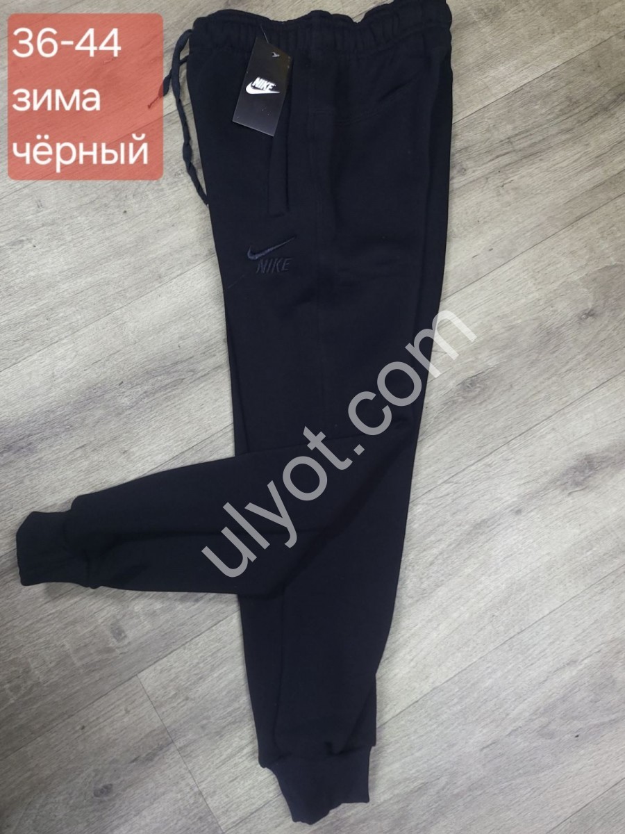 СПОРТ. ШТАНЫ N02 (36-44) ФЛИС МАНЖЕТ ЧЕРНЫЙ 