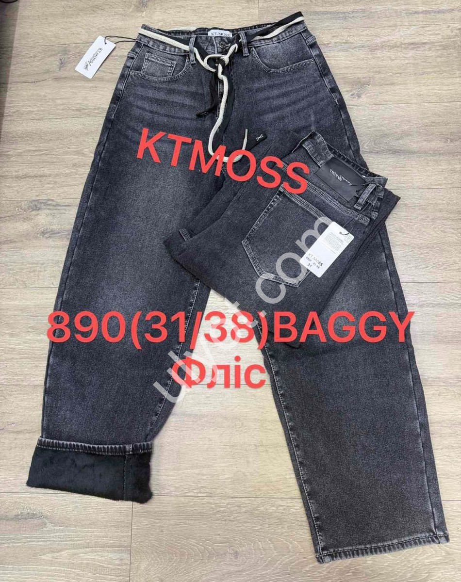 ДЖИНСЫ KT.MOSS (31-38) ФЛИС СЕРЫЙ 890