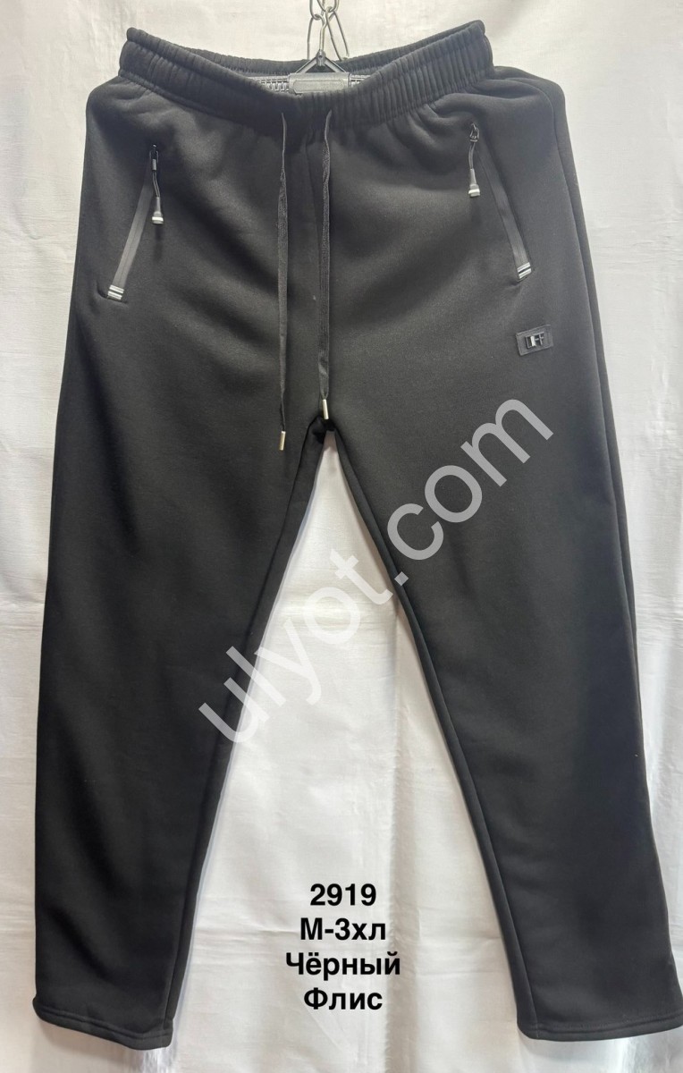 СПОРТ. ШТАНИ (M-3XL) ФЛІС ПРЯМИЙ ЧОРНИЙ 2919