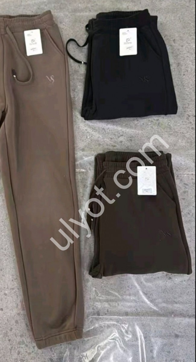 ШТАНЫ (M-2XL) ФЛИС МАНЖЕТ ЧЕРНЫЙ 8007