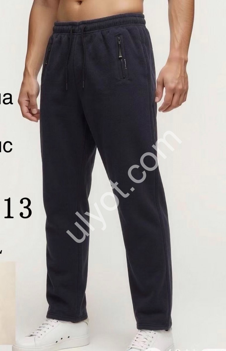 СПОРТ.ШТАНЫ (M-3XL) ФЛИС ПРЯМОЙ Т.СЕРЫЙ 2913