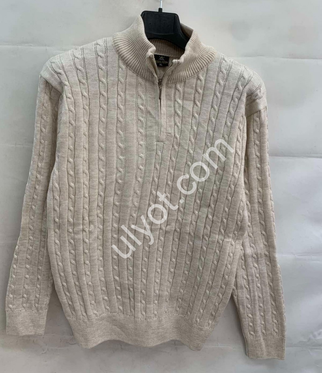 СВИТЕР (M-2XL) ЗМЕЙКА СВ.БЕЖ M1001