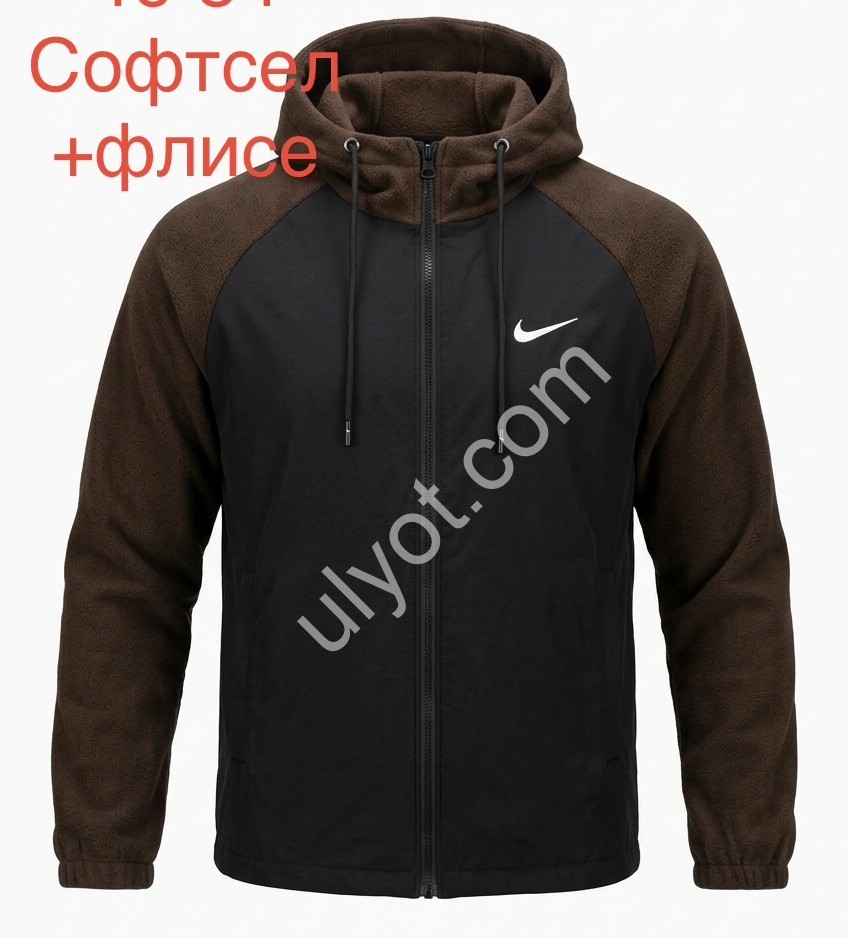 ХУДИ N02 (46-54) ФЛИС ЧЕРНЫЙ+ШОКОЛАД 