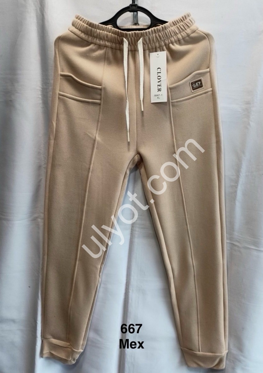 ШТАНИ (L-4XL) Хутро МАНЖЕТ БІЖ 667