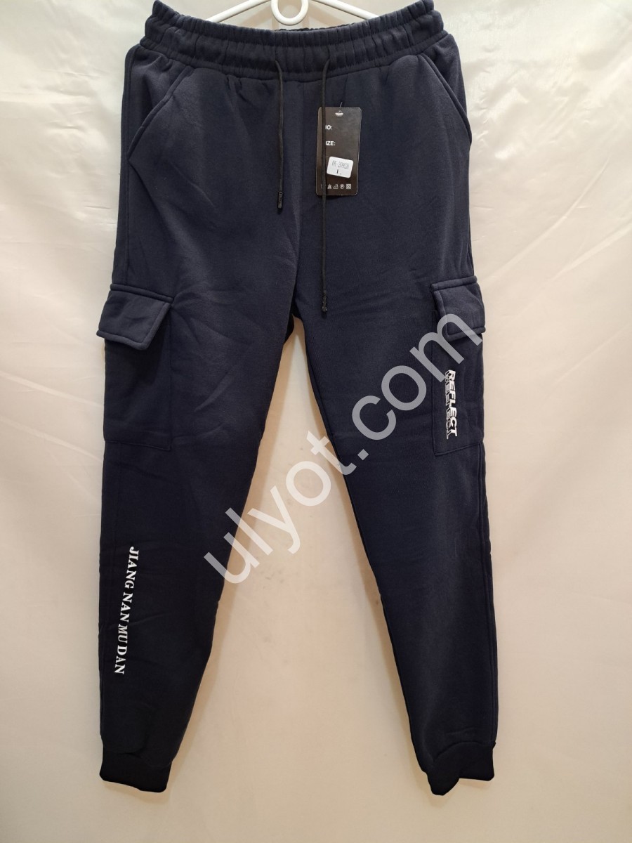 СПОРТ.ШТАНЫ (M-3XL) ФЛИС МАНЖЕТ Т.СИНИЙ  2092