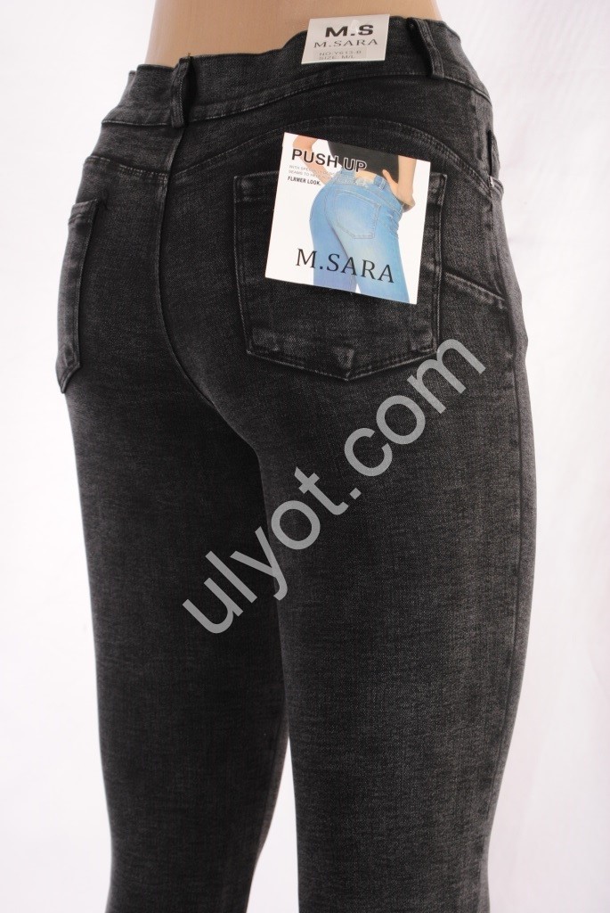 ДЖИНСЫ M.SARA (XS/S-L/XL) ГРАФИТ 613-B