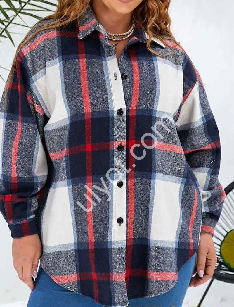 Сорочка (XL-4XL) Т.СИНІЙ+БІЛИЙ 7735