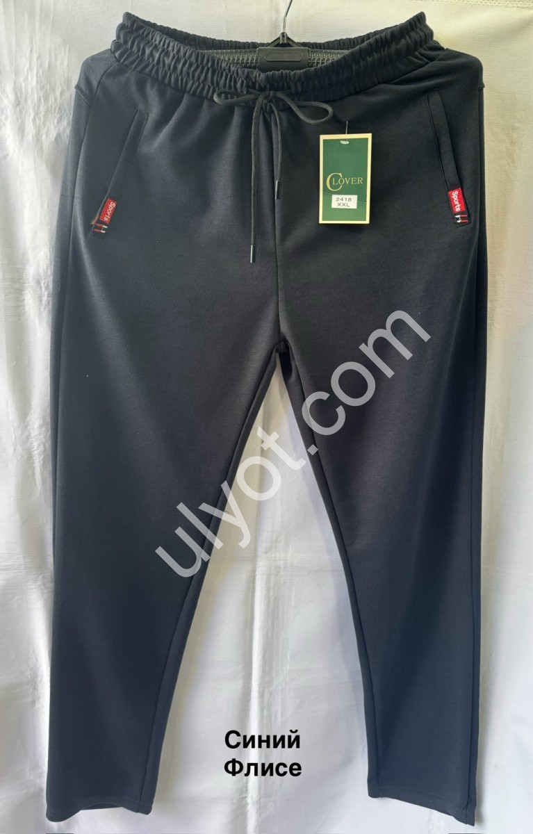 СПОРТ. ШТАНЫ (XL-5XL) ПРЯМОЙ Т.СИНИЙ ФЛИС 2418