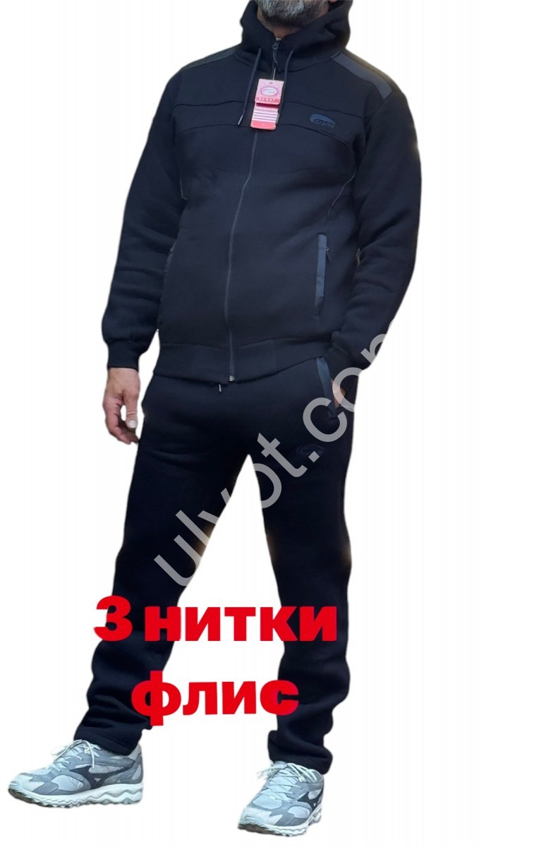 СПОРТ. КОСТЮМ (M-3XL) ПРЯМИЙ Т.СИНІЙ ФЛІС 0097