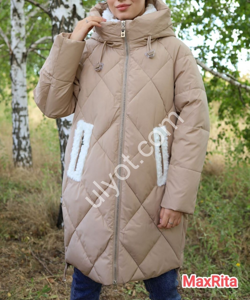 КУРТКА MAXRITA (S-2XL) БЕЖЕВЫЙ 1128