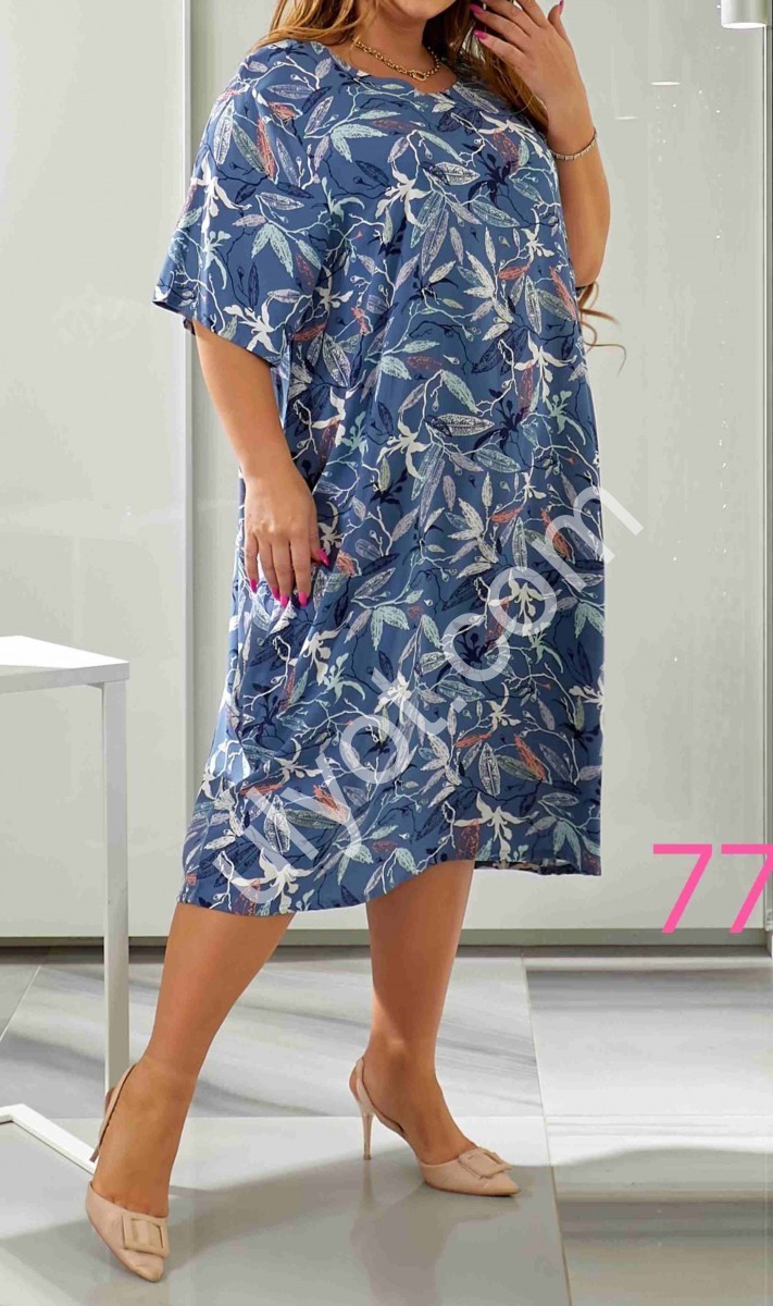 ПЛАТЬЕ (X-4XL) СИН+БЕЛ 777