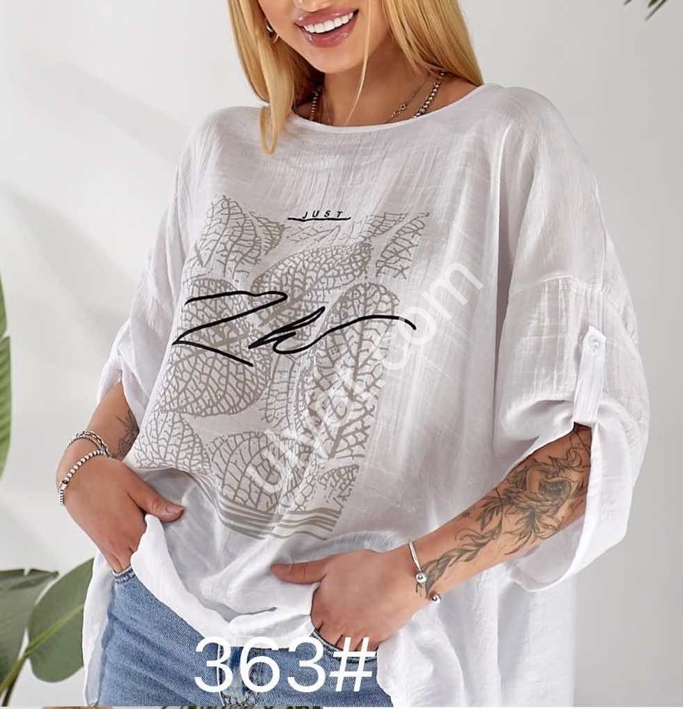 БЛУЗКА (3XL-6XL) ОЛИВКА 363