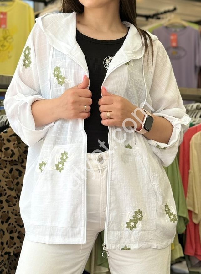 БЛУЗКА ЗМІЙКА JJF (XL-4XL) БІЛИЙ+ОЛИВКА 2290