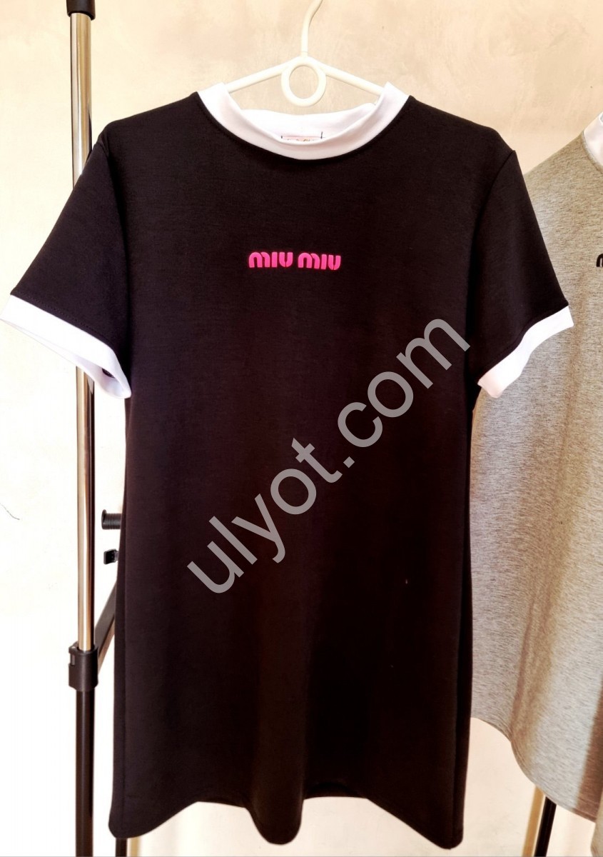 ПЛАТЬЕ-ФУТБОЛКА MIU40 (OVER SIZE) ЧЕРНЫЙ 2523