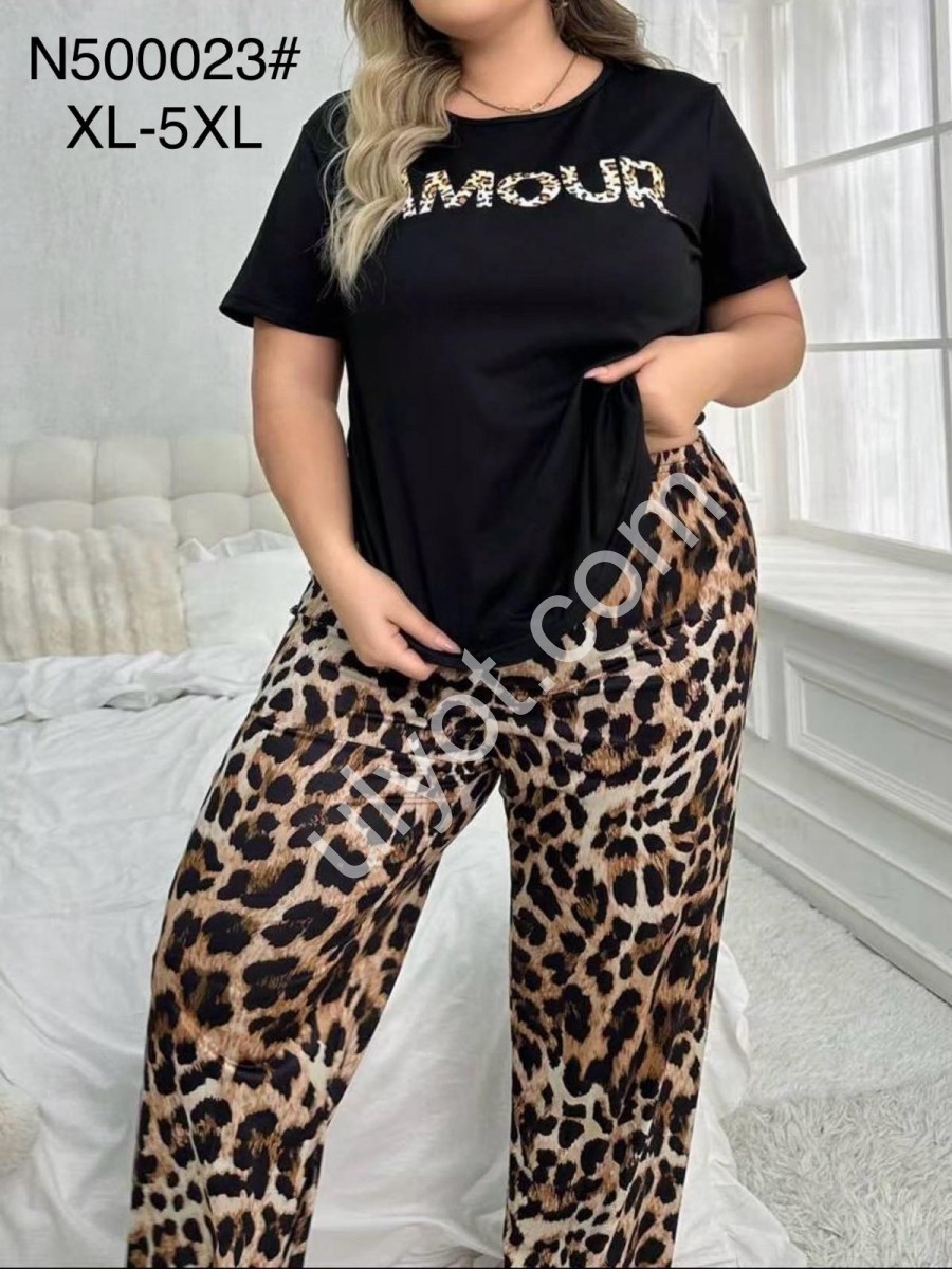ПІЖАМА AMOUR (XL-5XL) ЧОРНИЙ+ЛЕО N500023