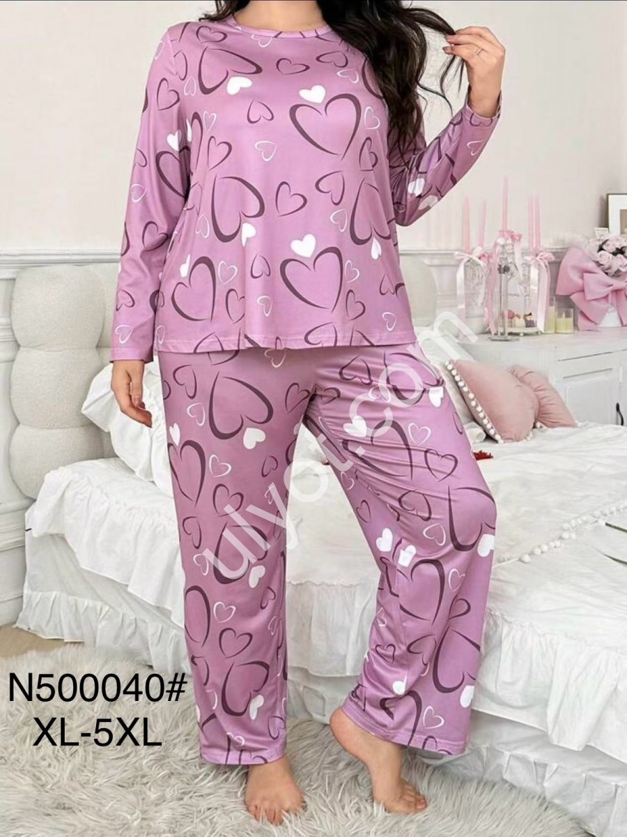 ПИЖАМА СЕРДЦА (XL-5XL) ФИОЛЕТОВЫЙ 500040