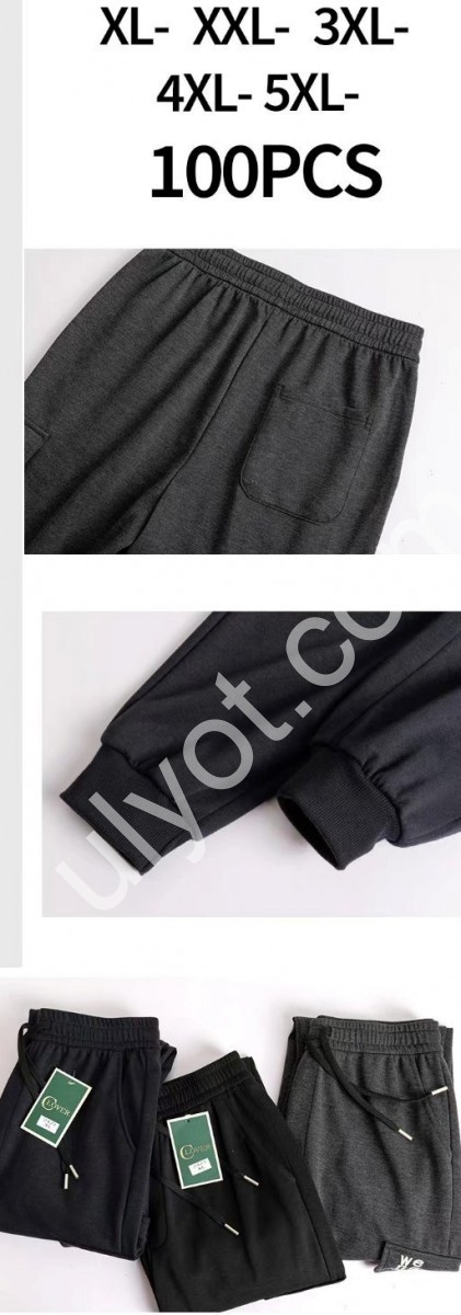 СПОРТ.ШТАНЫ (XL-5XL) МАНЖЕТ ЧЕРНЫЙ 2421
