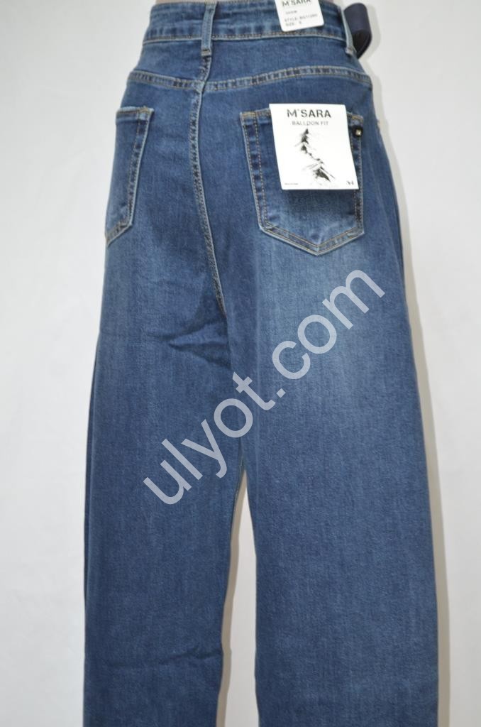 ДЖИНСЫ M.SARA (XS-XL) Т.СИНИЙ 1128H